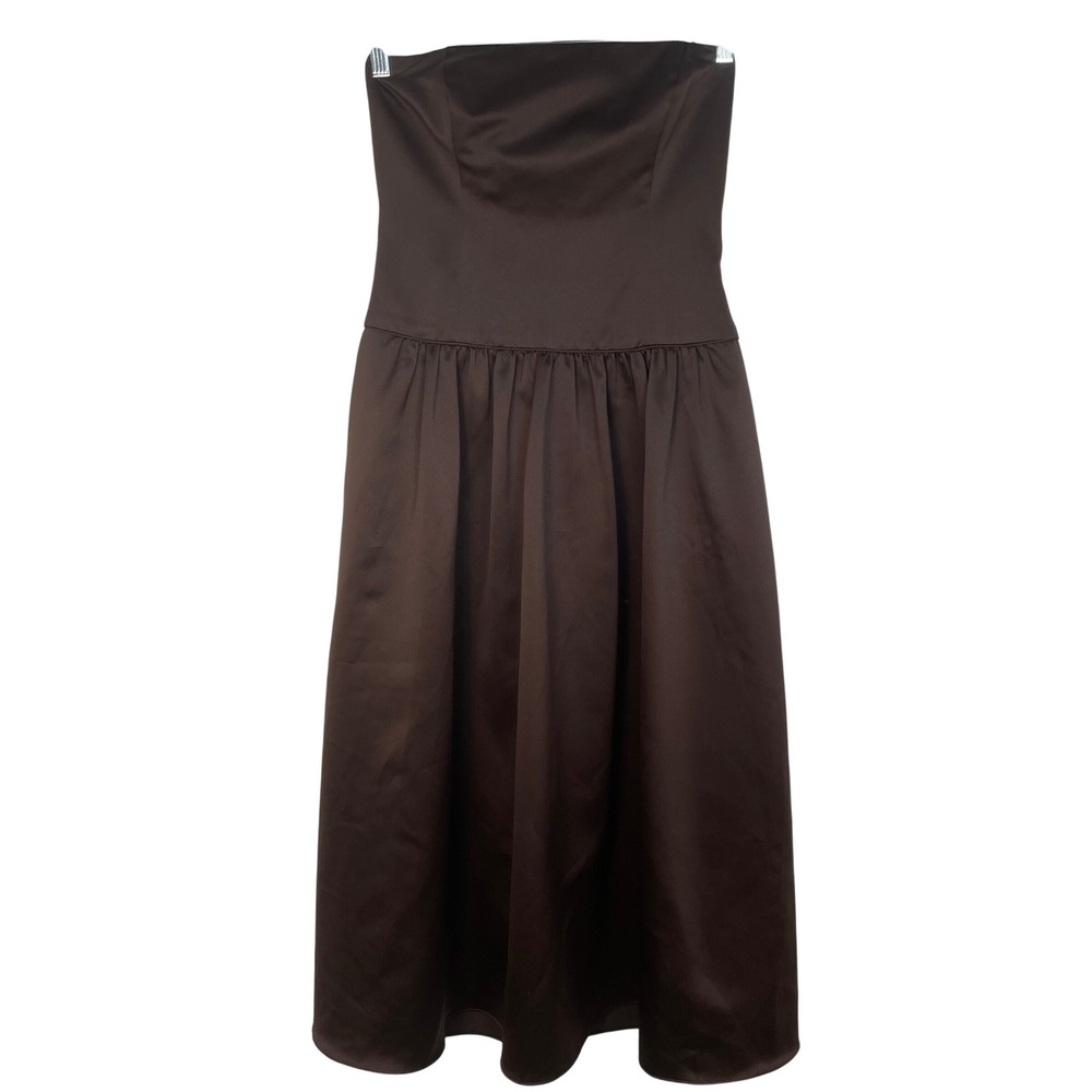 Laundry by Shelli Segal Women's Brown Strapless Satin Romatic Midi Dress Size 6